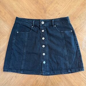 Preppy Fall Black Denim High Rise Mini Skirt American Eagle